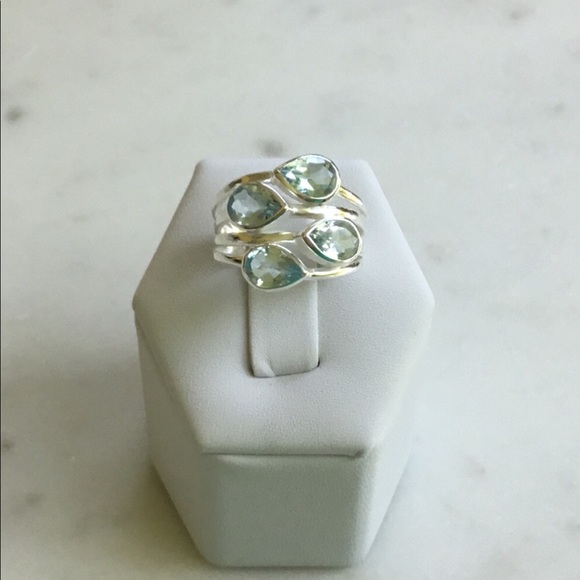 Genuine Blue Topaz .925 Sterling Silver Ring - Picture 12 of 16